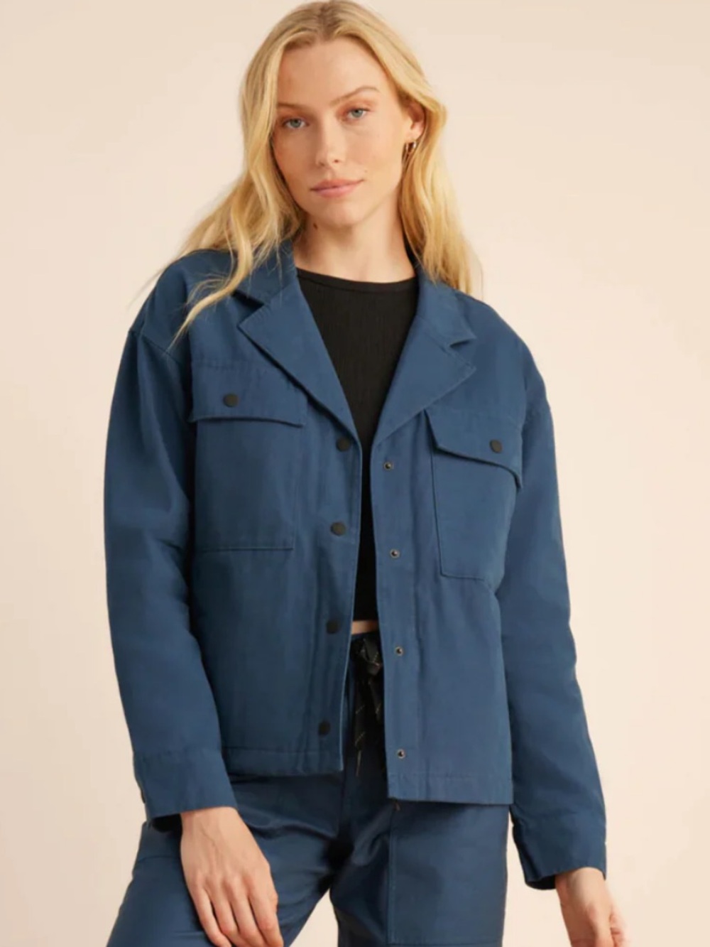 Roark women’s Passport snap deep blue XL Utility 100% cotton Jacket
